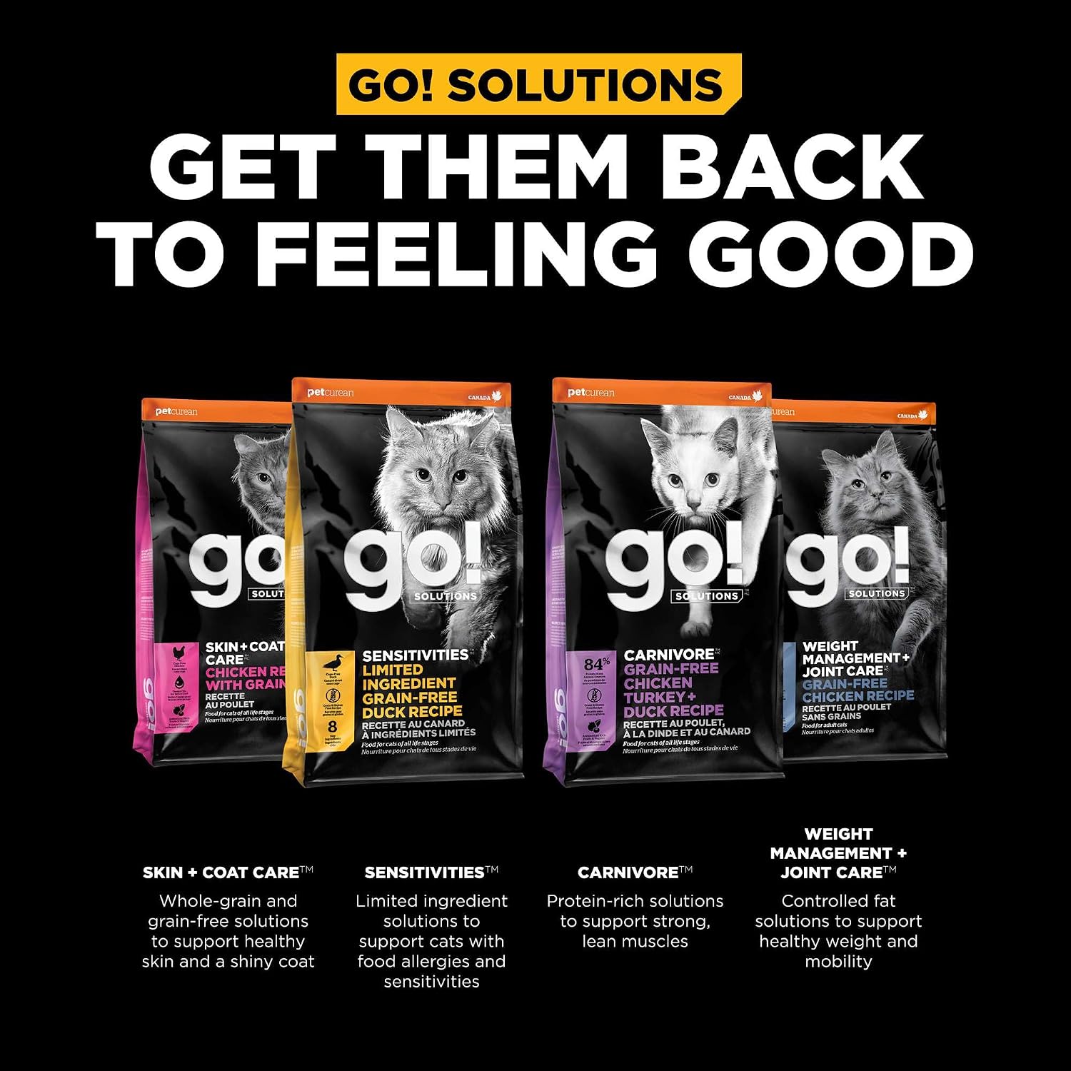 Graphic highlighting probiotics in Go! Solutions cat food
