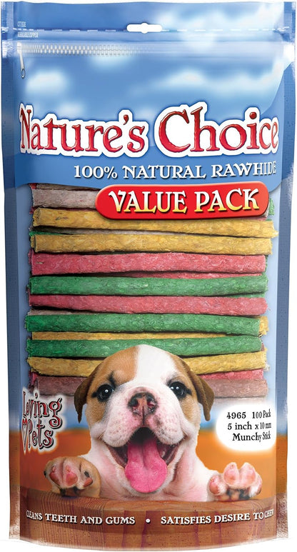 Resealable zipper pack of 12 natural rawhide dog treats