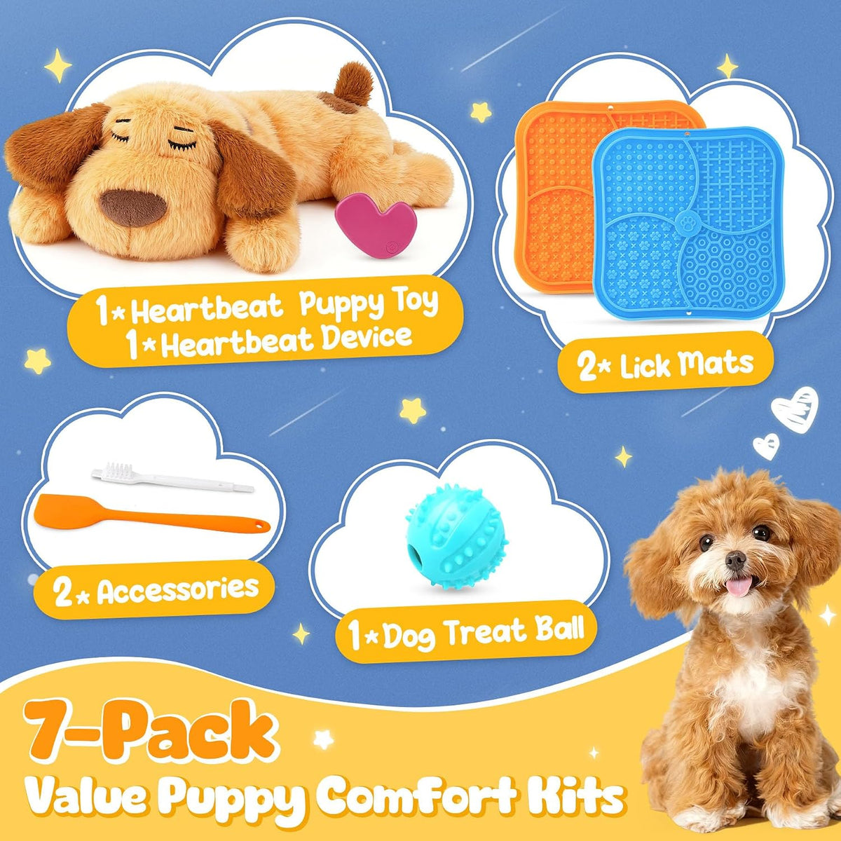 Heartbeat plush toy for puppy anxiety relief