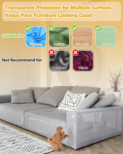 Instructional view of trimming cat scratch protector to size