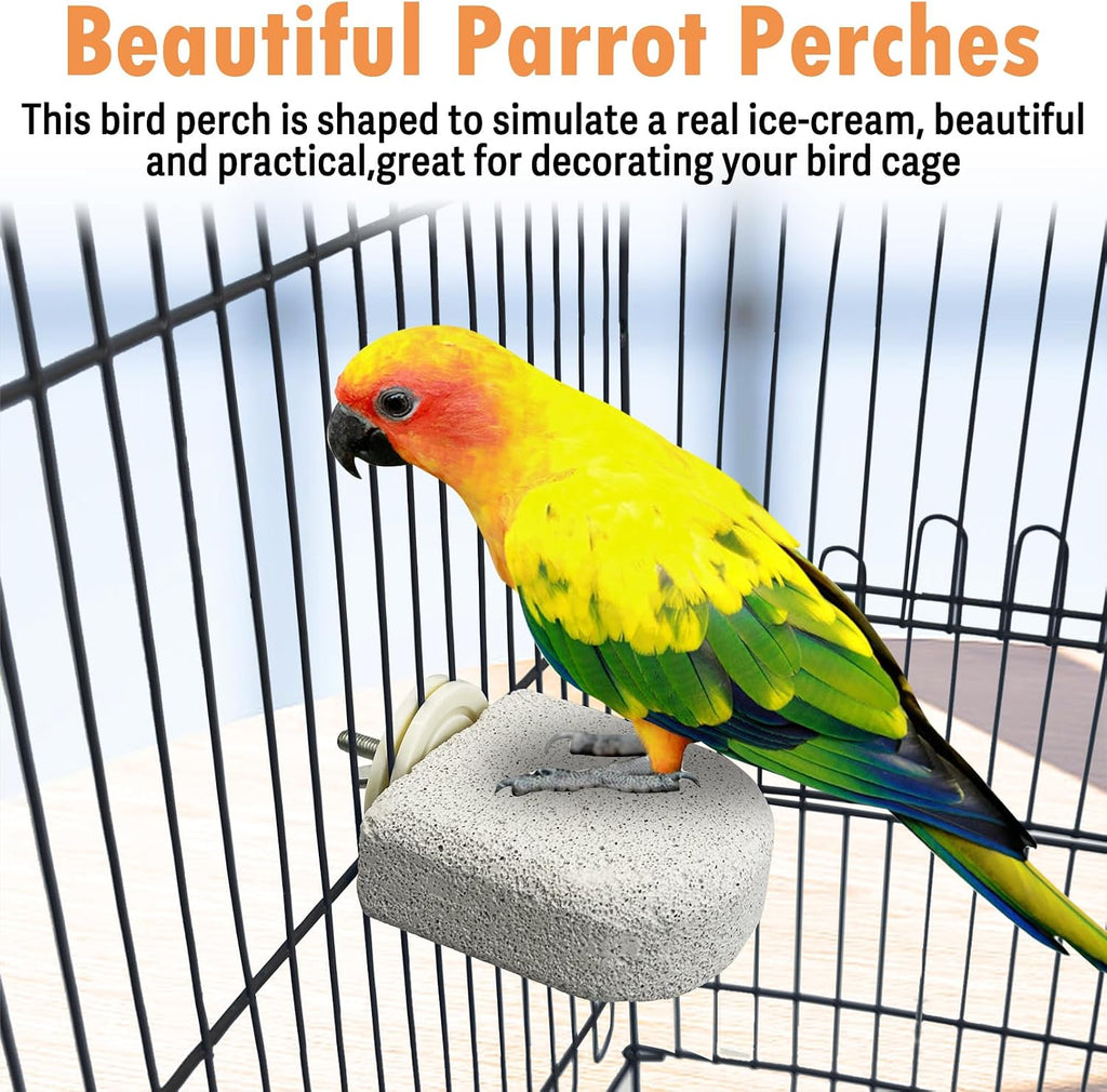 PINVNBY 4 PCS Bird Perch Stands Parrot Calcium Perch Beak Grinding Stone Foot Claws Trimmer Parakeet Platform Parrot Chewing Toys for Small Medium Cockatiel Conure Lovebird Finch - Image 7