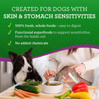 Close up of Dr. Harvey's sensitive stomach dog food label