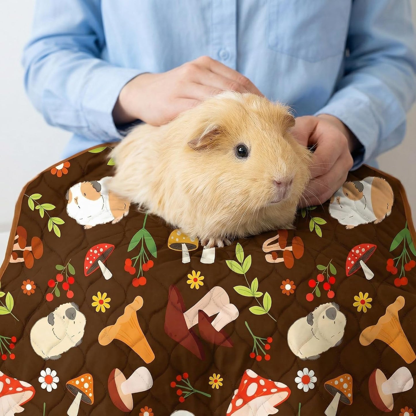 Brown mushroom pattern small pet cage liner