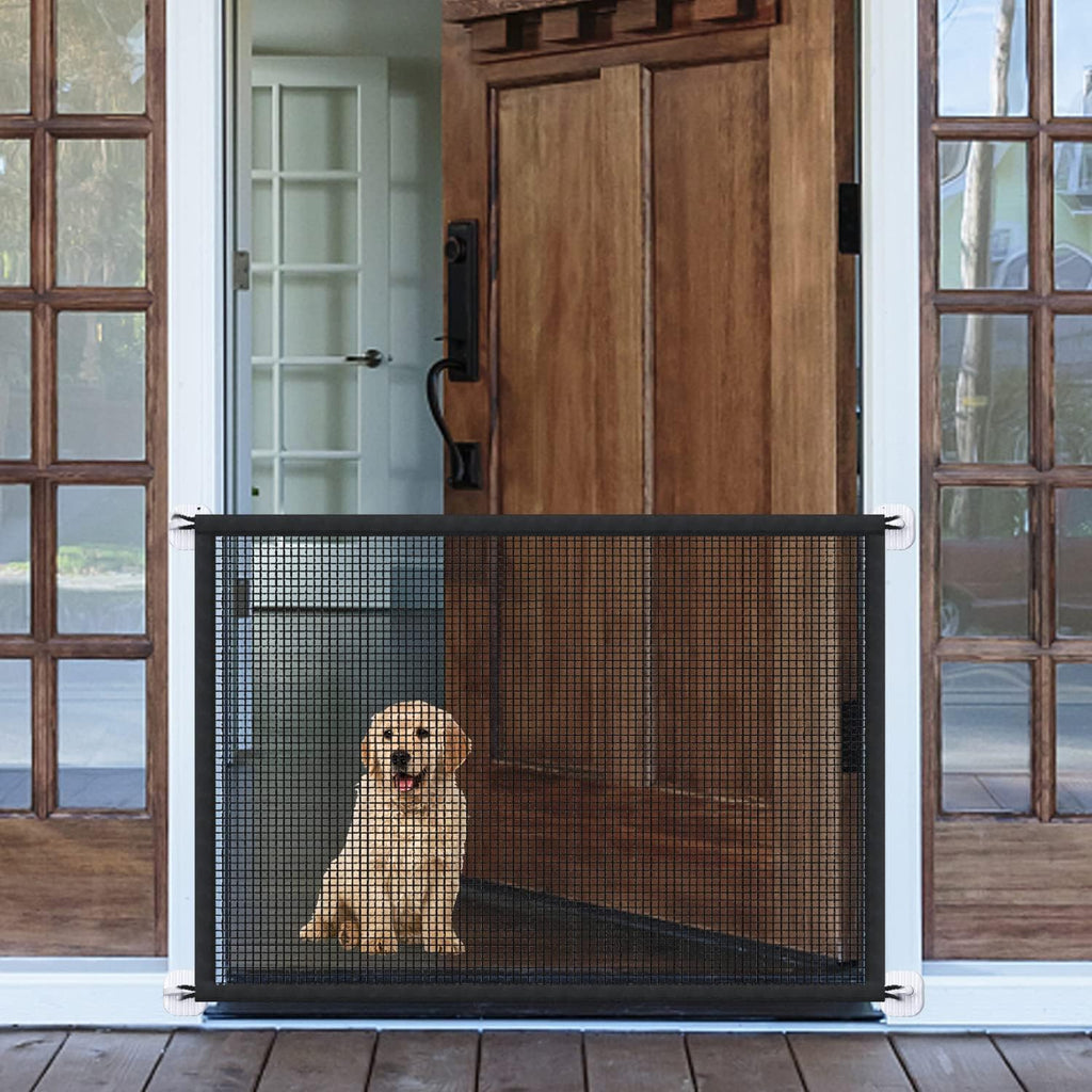LWFCOEE mesh magic gate front view installed in a hallway doorway.