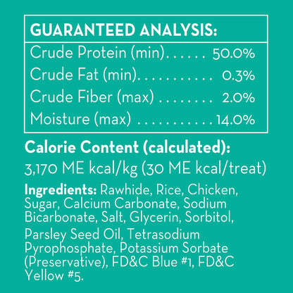 Resealable bulk pack of Dingo parsley and baking soda breath freshening treats.