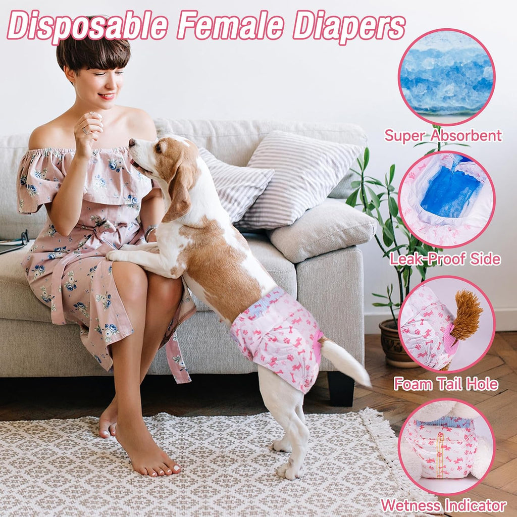 Pet Soft female dog diaper with adjustable foam tail hole close up view