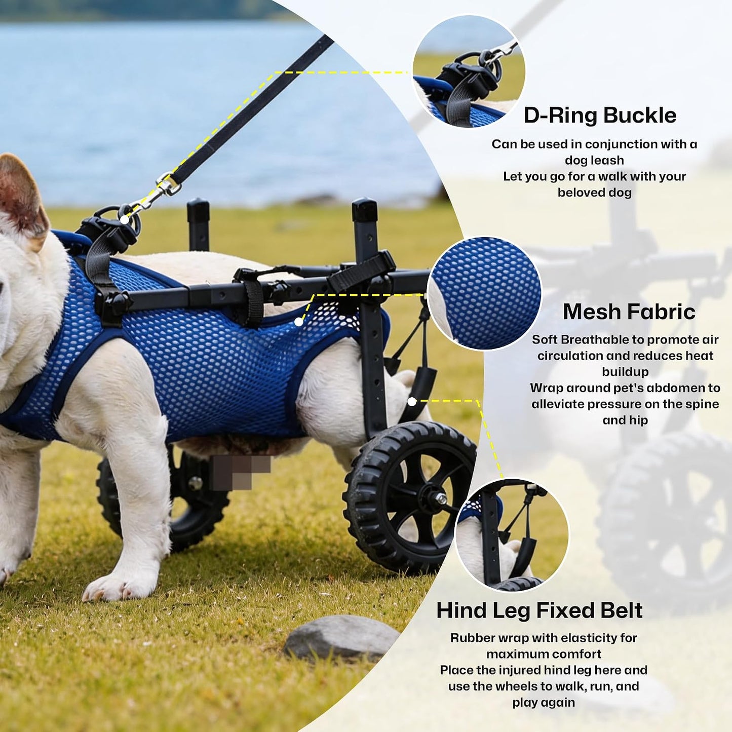 Close up of HiSnug XS pet wheelchair harness system