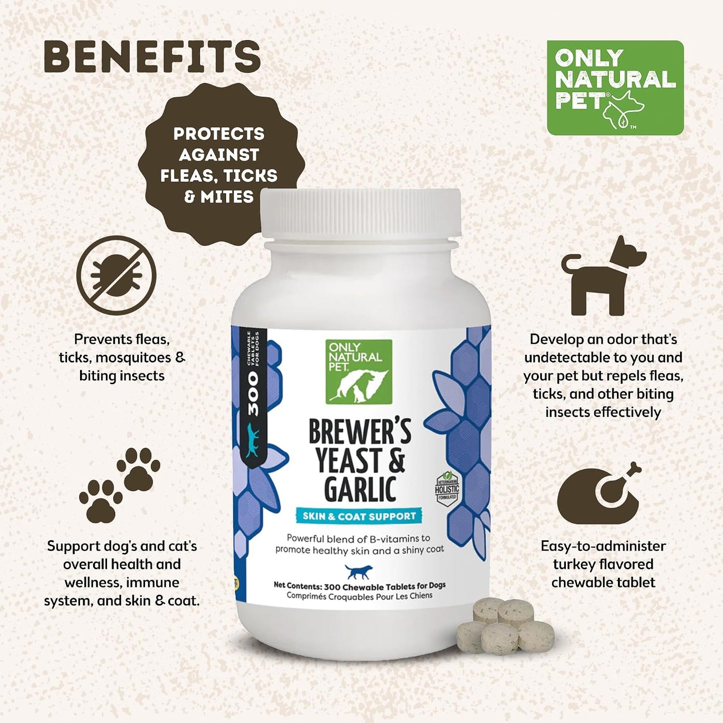 Natural turkey flavored dog chewables for healthy skin and coat