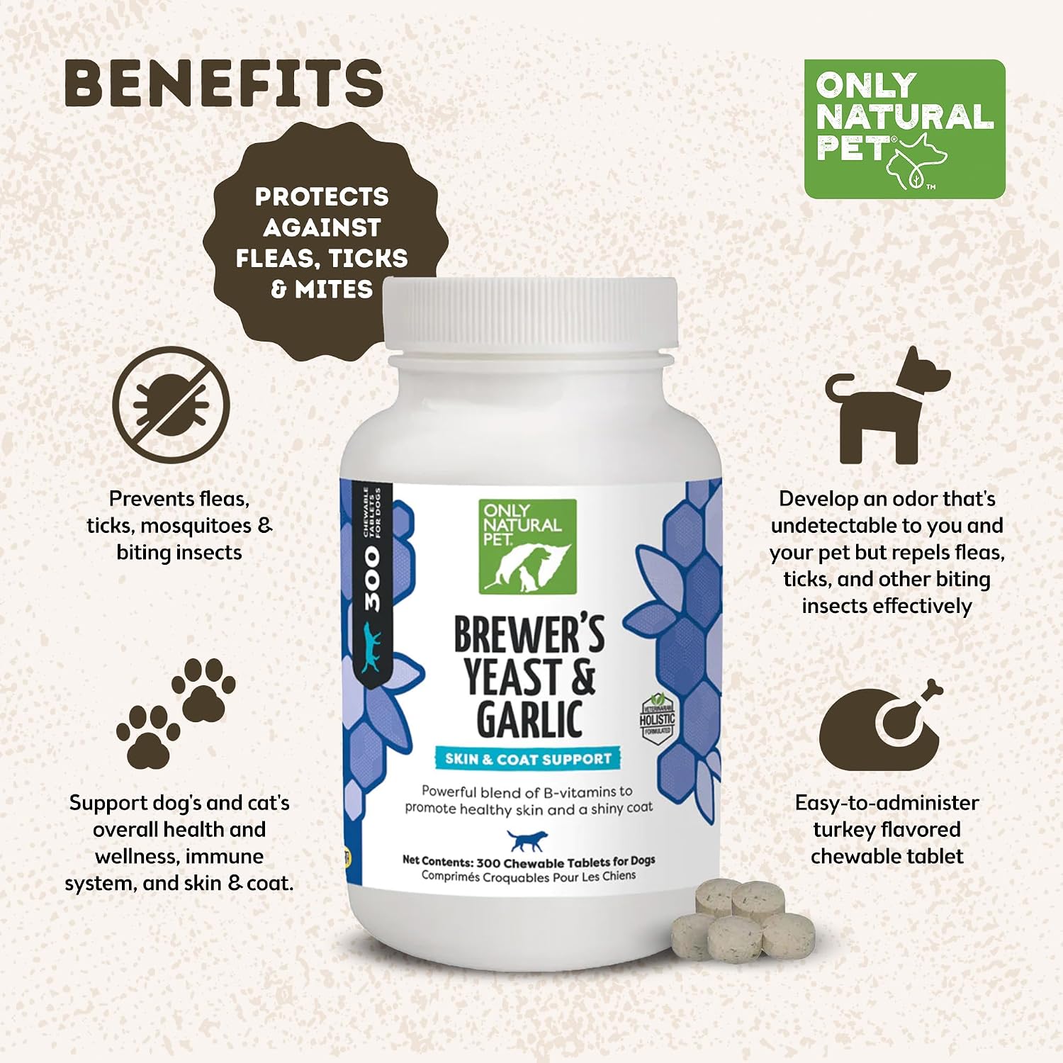 Natural turkey flavored dog chewables for healthy skin and coat