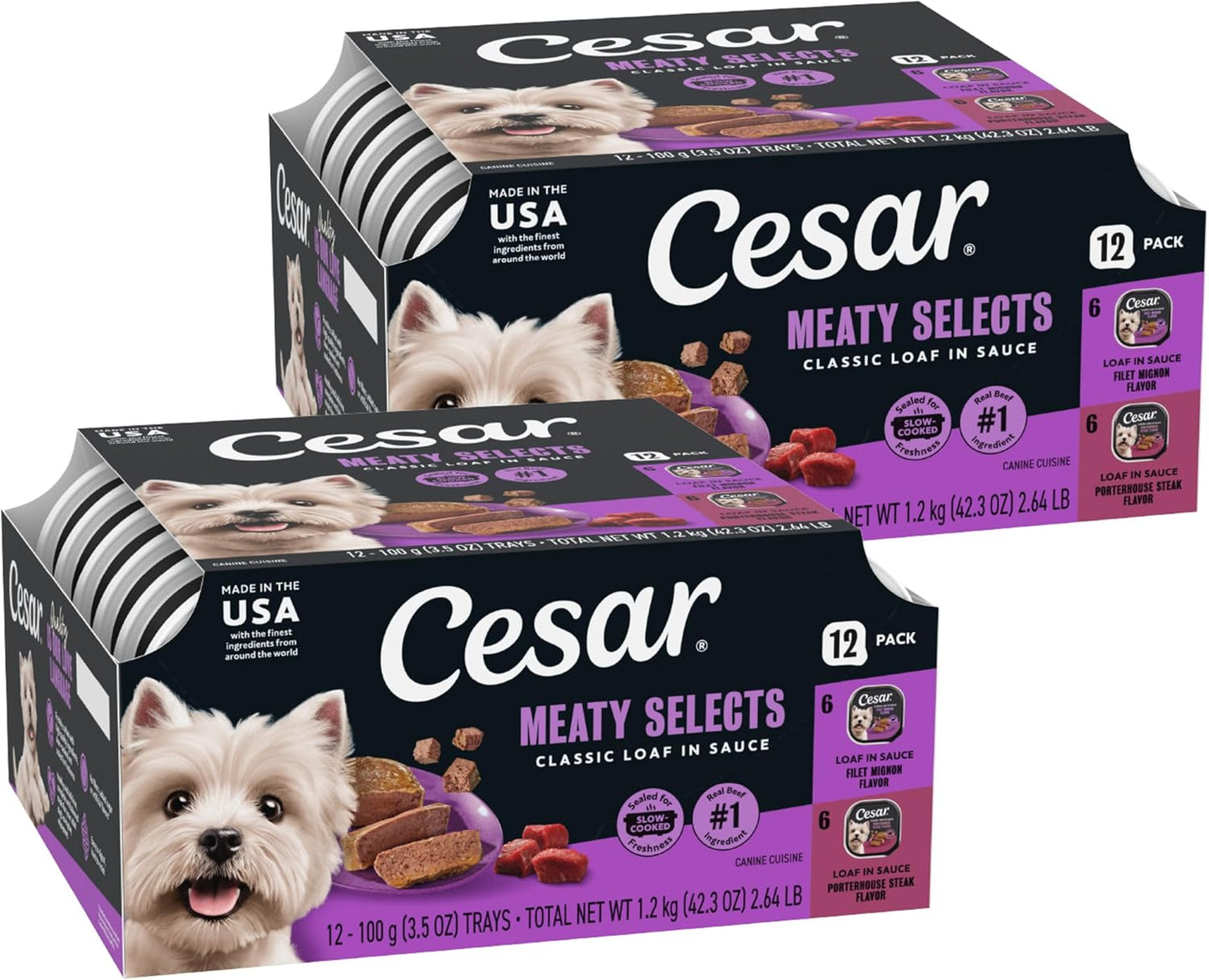 Cesar Wet Dog Food Classic Loaf in Sauce Grilled Chicken, Filet Mignon, Porterhouse Steak, Beef, Chicken & Liver and Turkey Variety Pack 3.5 oz. Easy Peel Trays (36 Count, Pack of 1) - Image 12