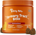 Zesty Paws Cranberry Urinary Tract Bites for Cats front packaging view showing 60 count bacon flavored soft chews for kidney health.