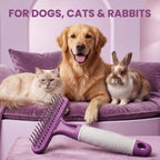 Poodlie pet grooming rake ergonomic handle design