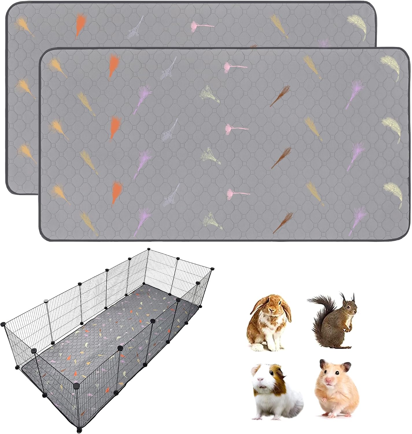 2Pcs Guinea Pig Cage Liners,Guinea Pig Fleece Cage Liners24''X48'' Super Absorbent Washable Pee Pads Reusable for Rabbit Hamster Chinchilla - Image 9
