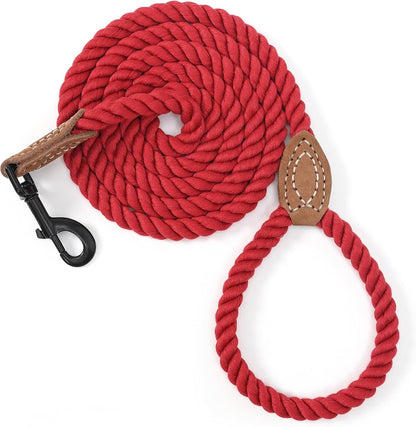 Mile High Life Dog Leash, Braided Cotton Rope Leashes with Leather Tailor Tip with Leather Tip - Heavy Duty Metal Clasp, 4FT, 1/2" Thick - Wedding, Walking Leash for Medium Large Dogs(Cream White) - Image 11