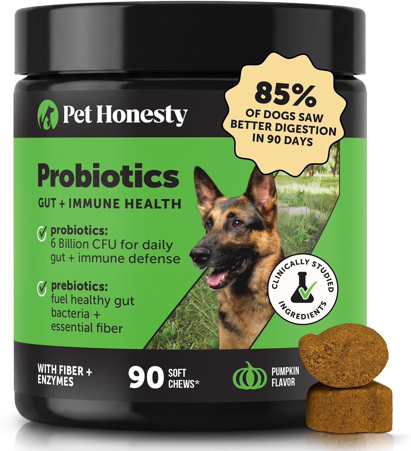 6 Billion CFU Dog Probiotics with Prebiotics, Digestive Enzymes, & Fiber - Relief for Occasional Diarrhea, Gas, Bloating & Itchy Skin - Daily Gut Health & Immune Support for All Dogs (Duck, 90 Ct) - Image 11