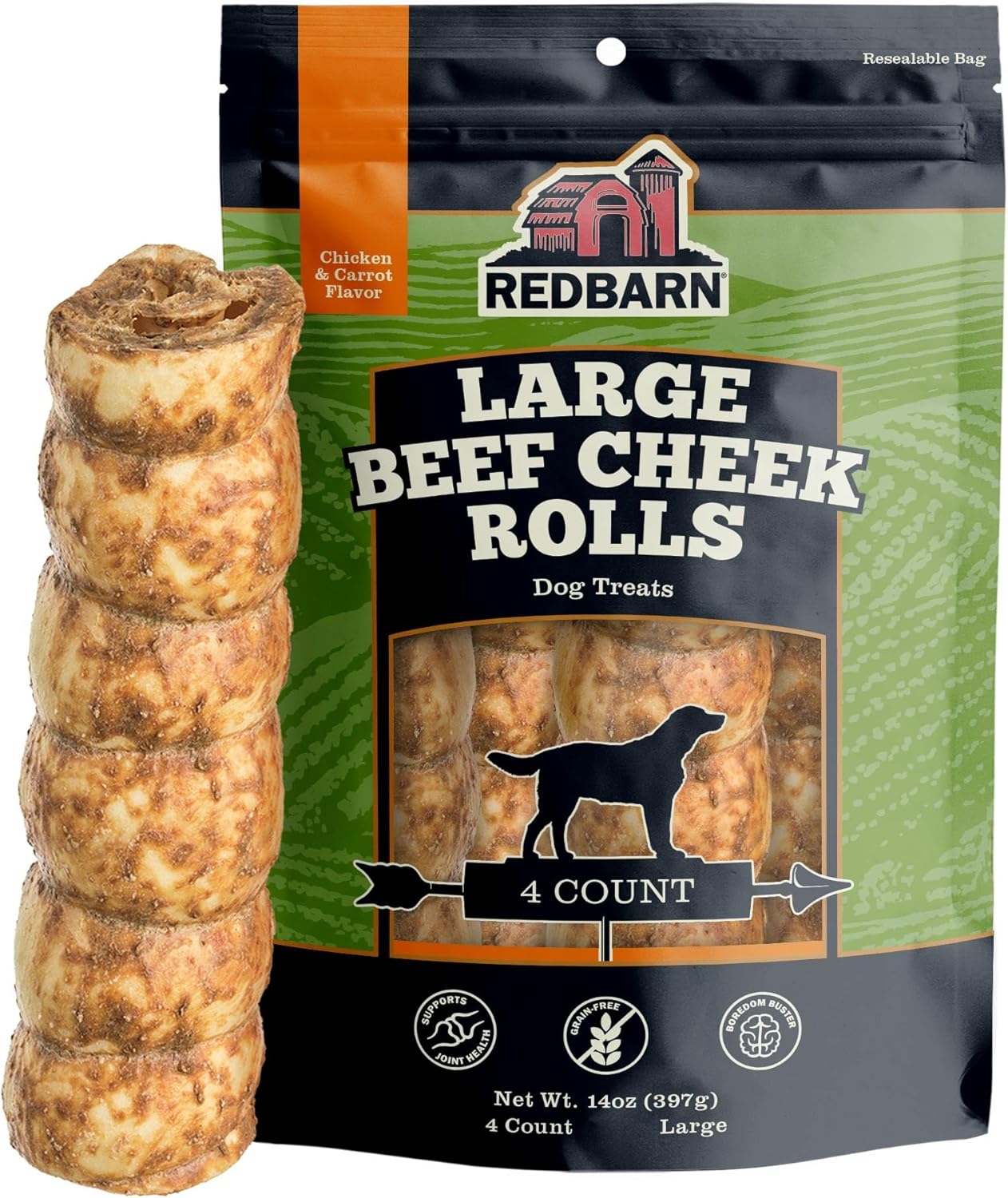 Redbarn Pet Products All-Natural Large Beef Cheek Rolls for Dogs, Uncoated - Single Ingredient Grain-Free Chew Treat Naturally Rich in Collagen - No Artificial Preservatives - Pack of 4 - Image 15