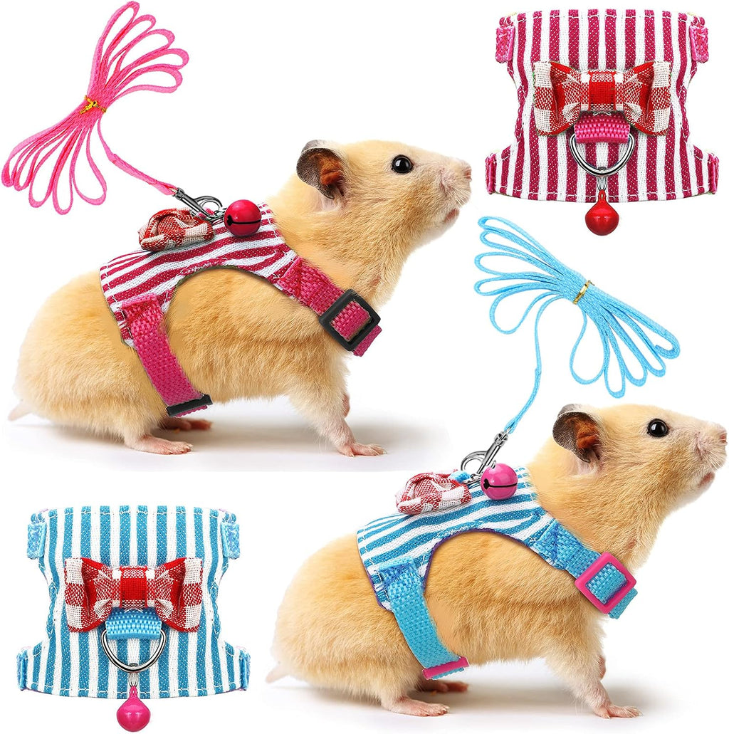 Satinior small pet harness front view featuring blue and pink stripes