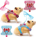Satinior small pet harness front view featuring blue and pink stripes