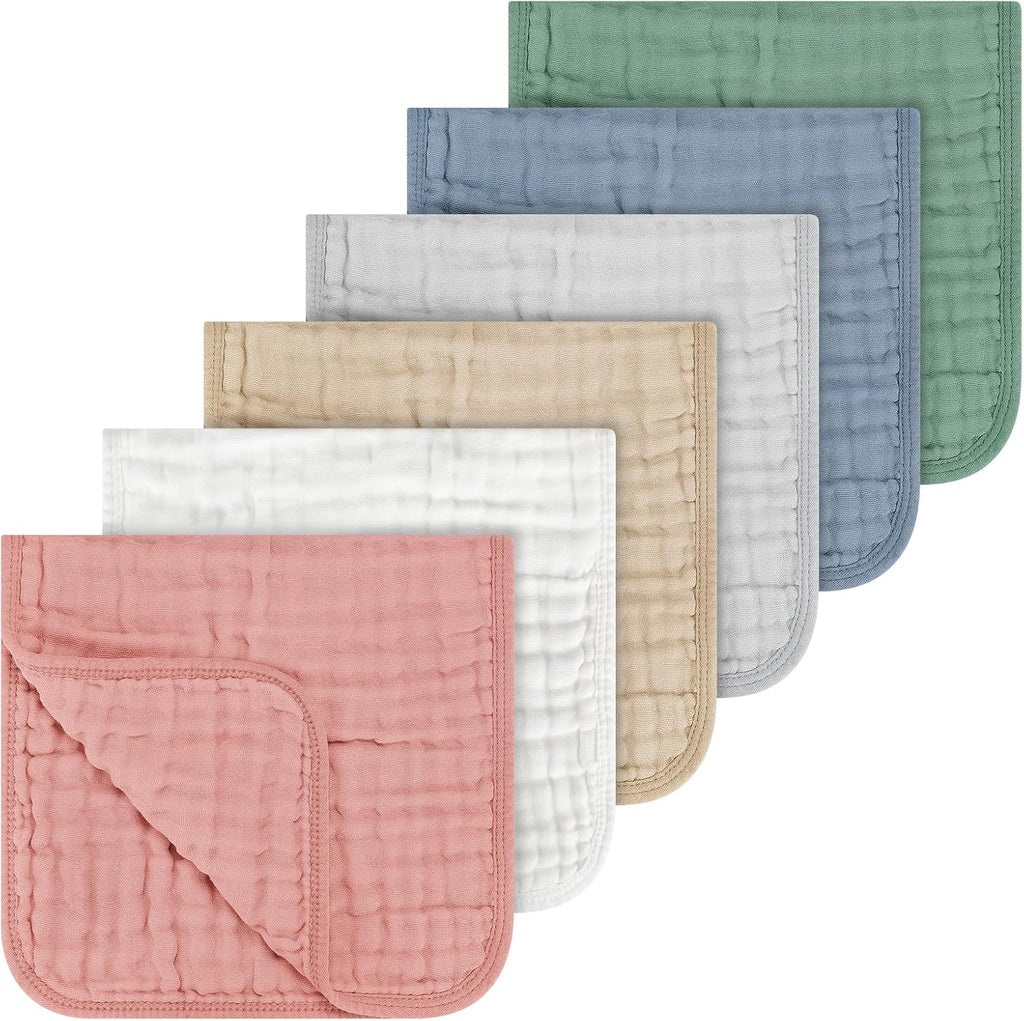 Accmor six pack muslin burp cloths front view showing clean folded layout