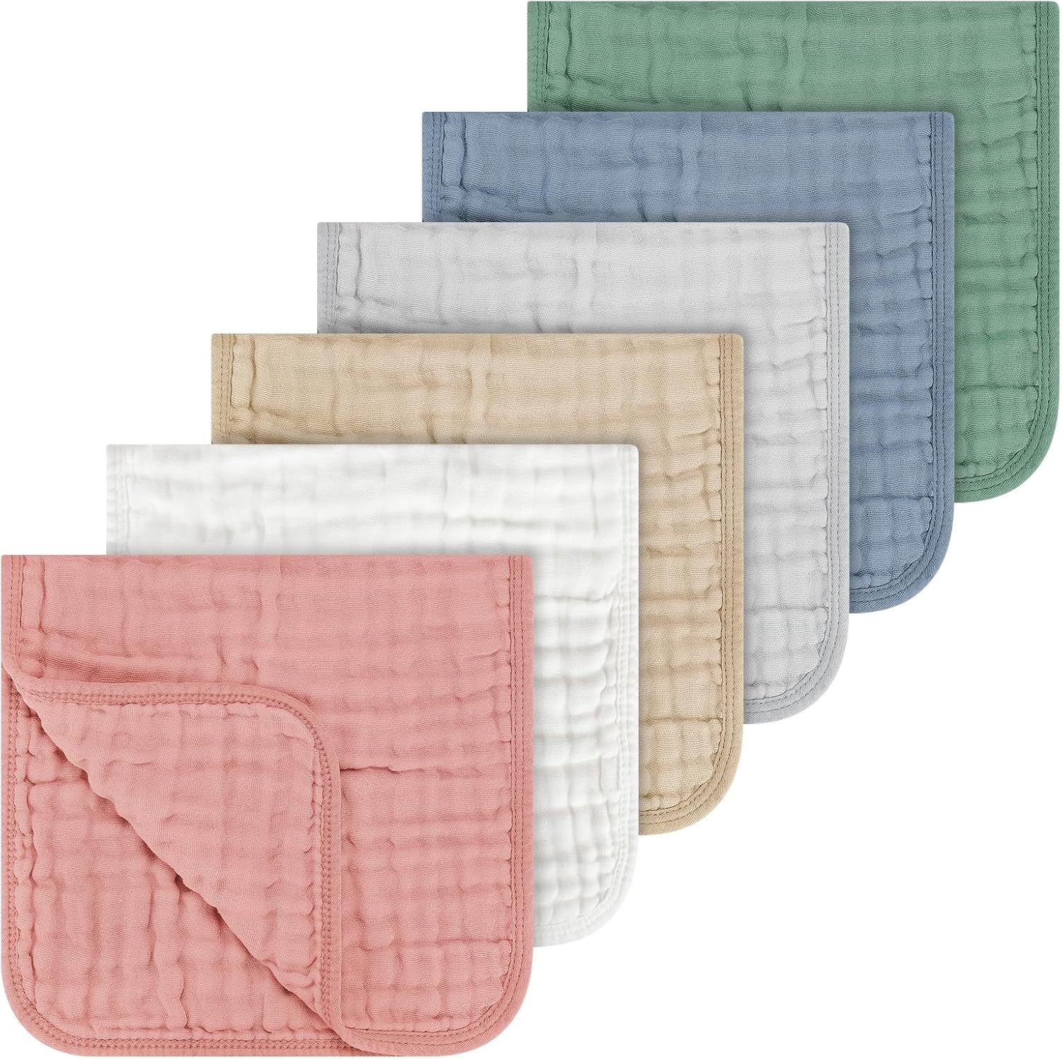 Accmor six pack muslin burp cloths front view showing clean folded layout