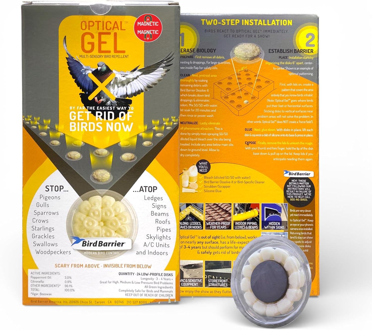 Bird Barrier Optical Gel 24 Pack | Natural Multisensory Bird Deterrent | Easy Installation | Discreet Appearance | Long-Lasting Solution | Repels Birds on Roofs, Beams Signs, Soffits, Ledges, and More - Image 13