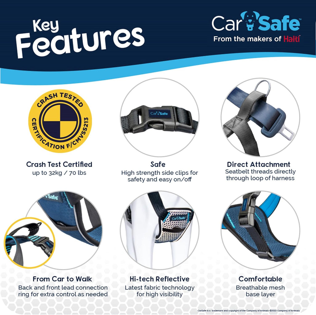 Close up of reflective fabric on CarSafe dog harness