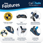 Close up of reflective fabric on CarSafe dog harness