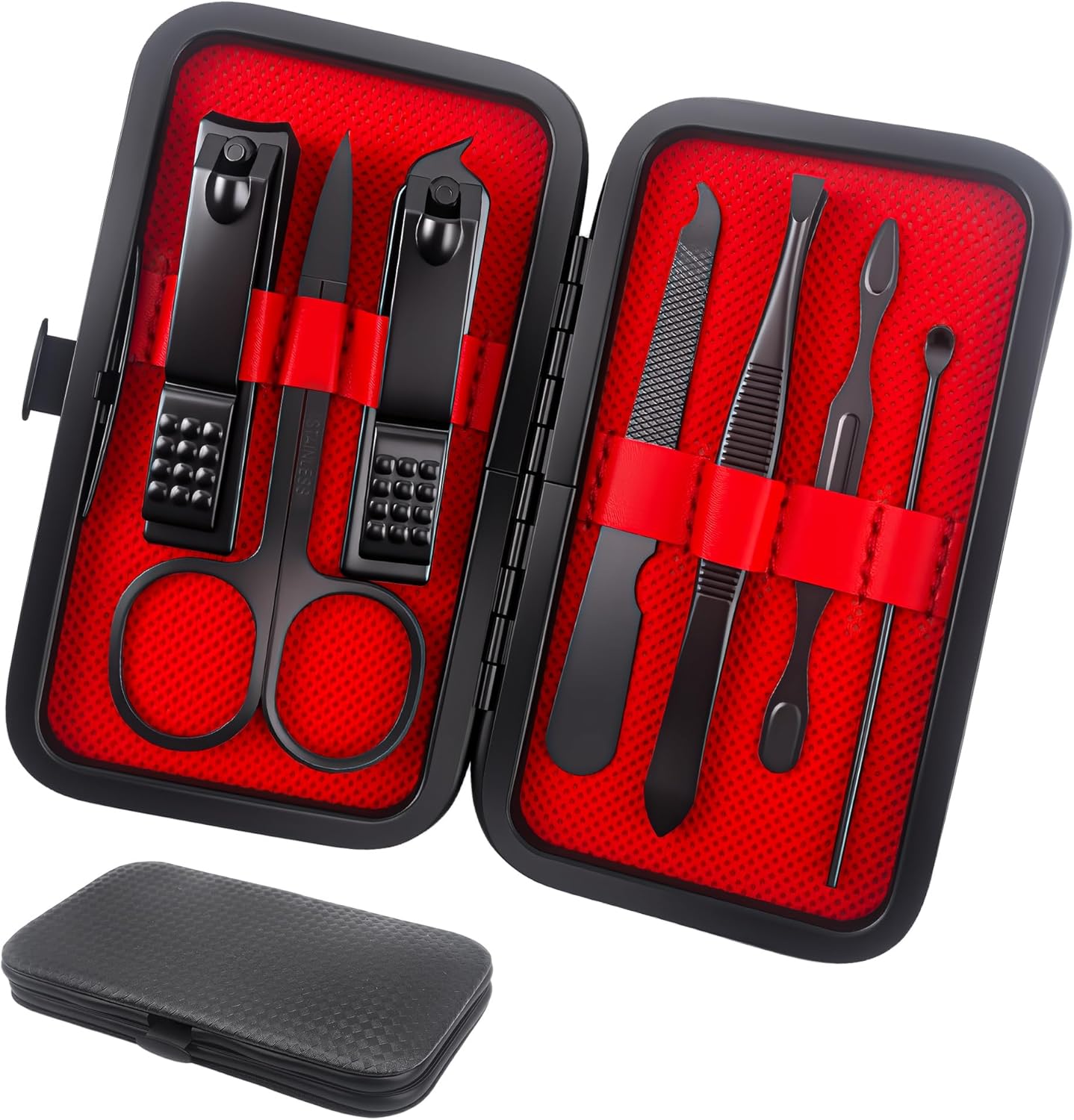 BeautÃ© Secrets 7 piece stainless steel manicure kit front view
