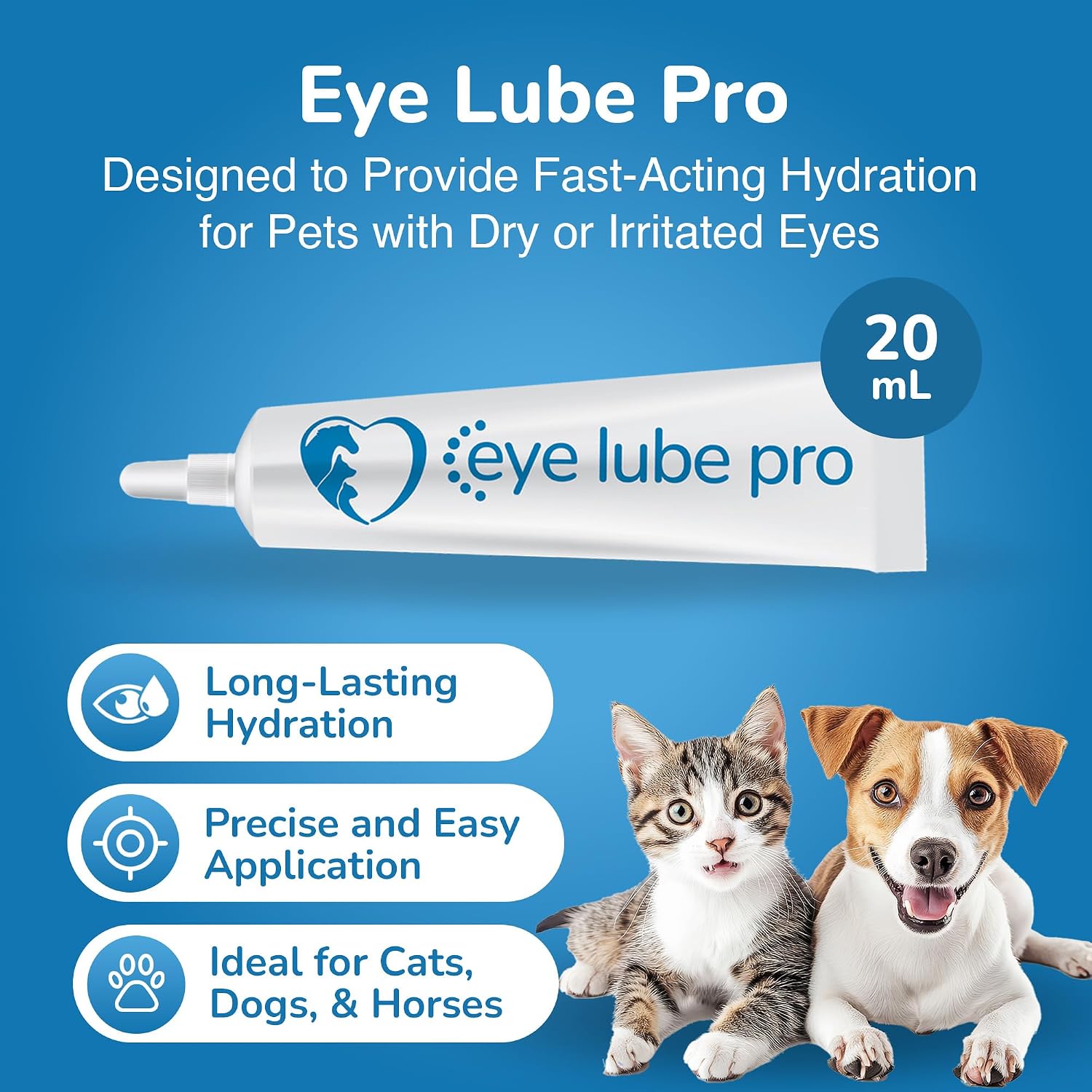 Sentrx veterinary eye lubricant packaging highlighting hyaluronic acid and carbomer ingredients