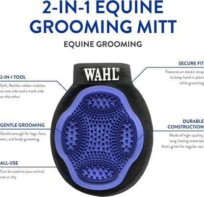 Wahl equine grooming mitt showing the textured rubber massage side