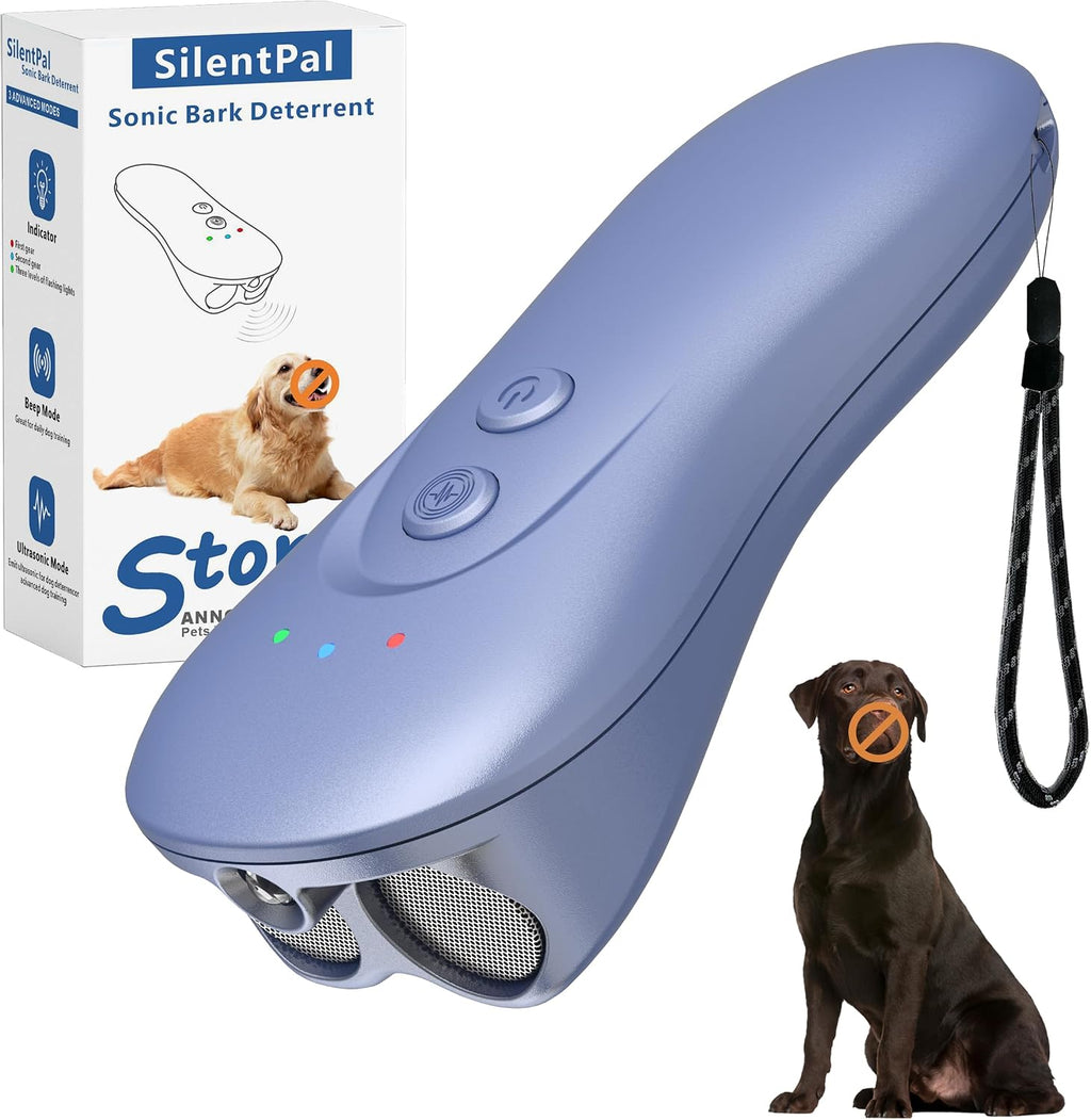 SilentPal green anti bark device in hand