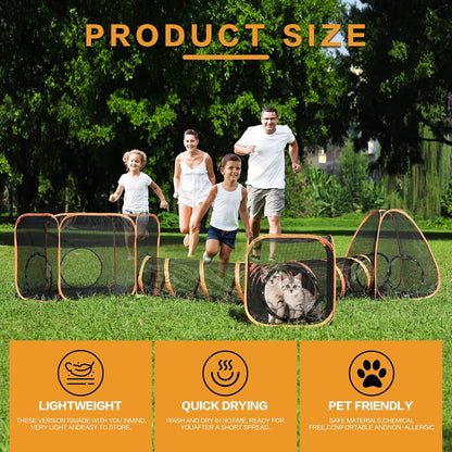 Wilhiker 5 in 1 pet tunnel system showing two cats playing together safely inside the mesh tubes