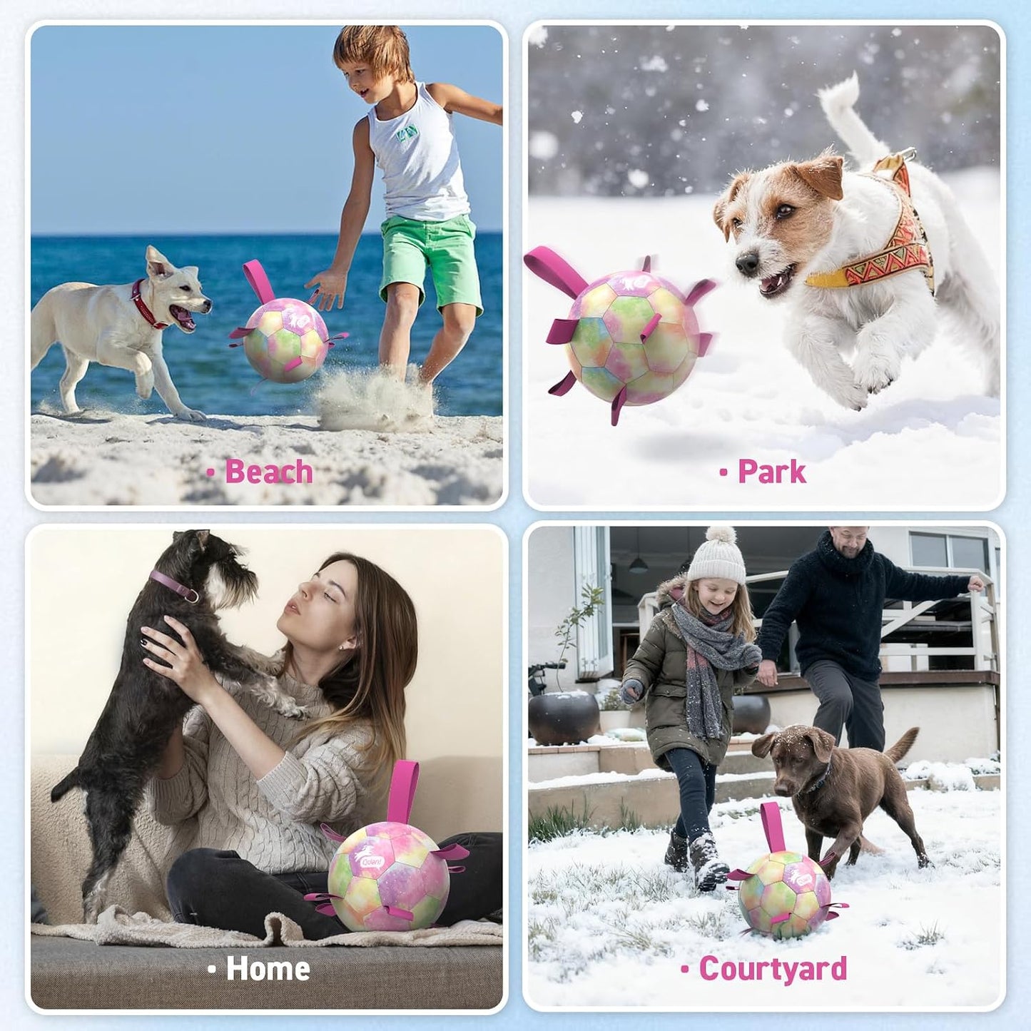 Interactive dog toy with nylon tabs for tug of war