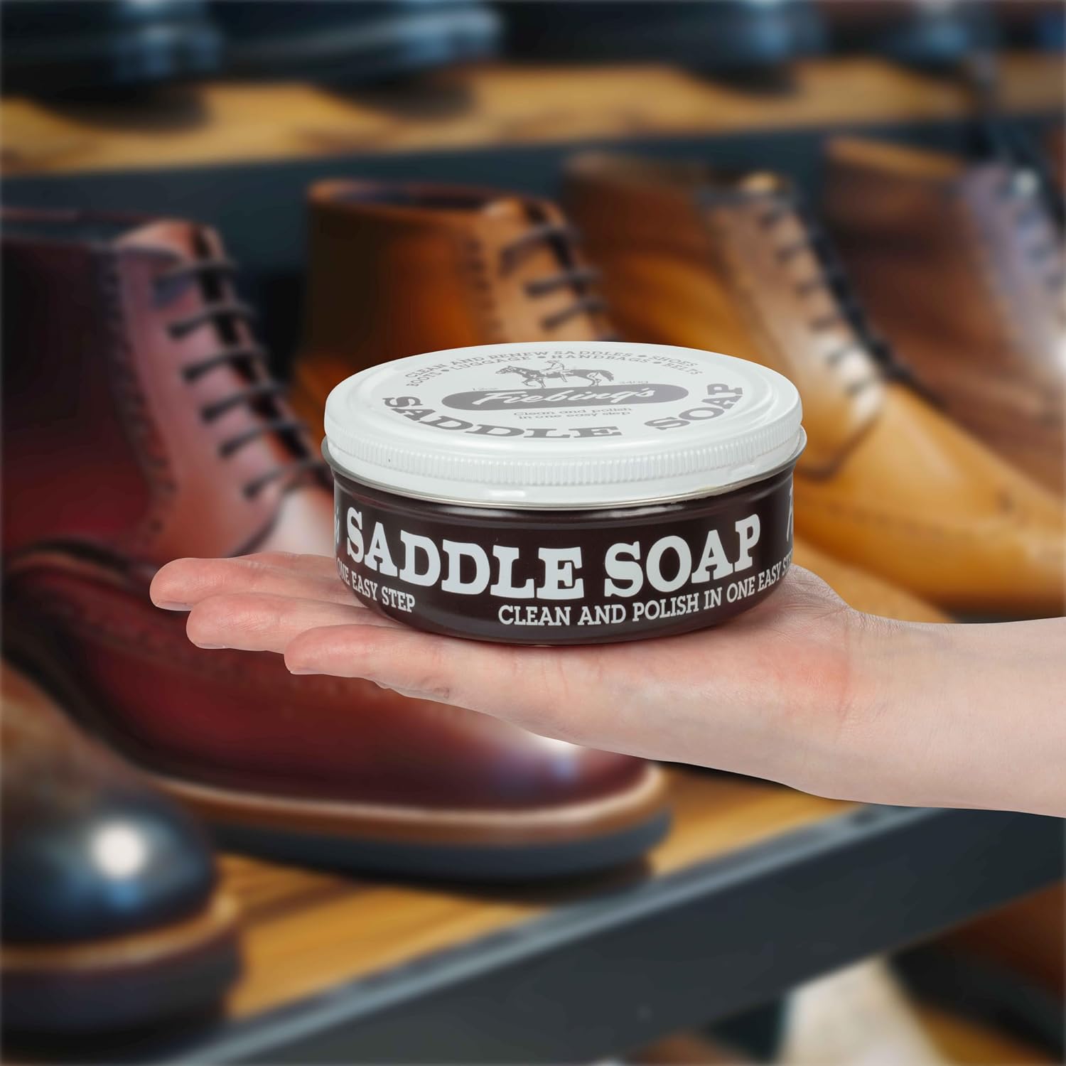 White paste formula of Fiebing's saddle soap for leather maintenance