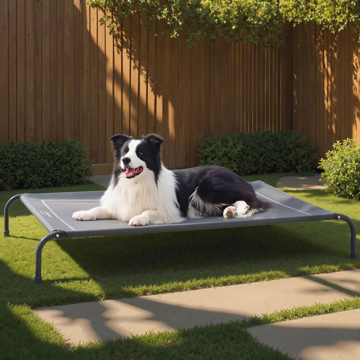 Bedsure Outdoor Elevated Dog Bed Large Sized Dog, Portable Indoor & Outdoor Cooling Raised Cot Pet Hammock Bed with Skid-Resistant Feet, Frame with Breathable Mesh, Grey, 49 inches - Image 1