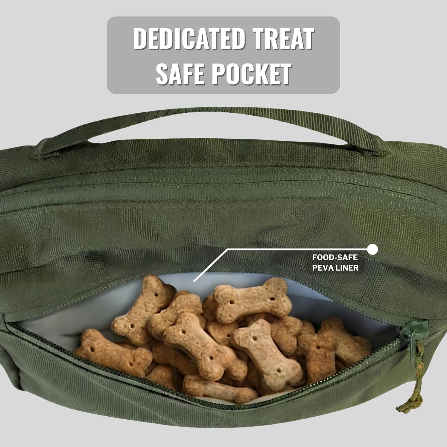 Close up of water resistant material and YKK zipper detail