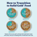 Back of Solid Gold wet dog food packaging with nutritional information