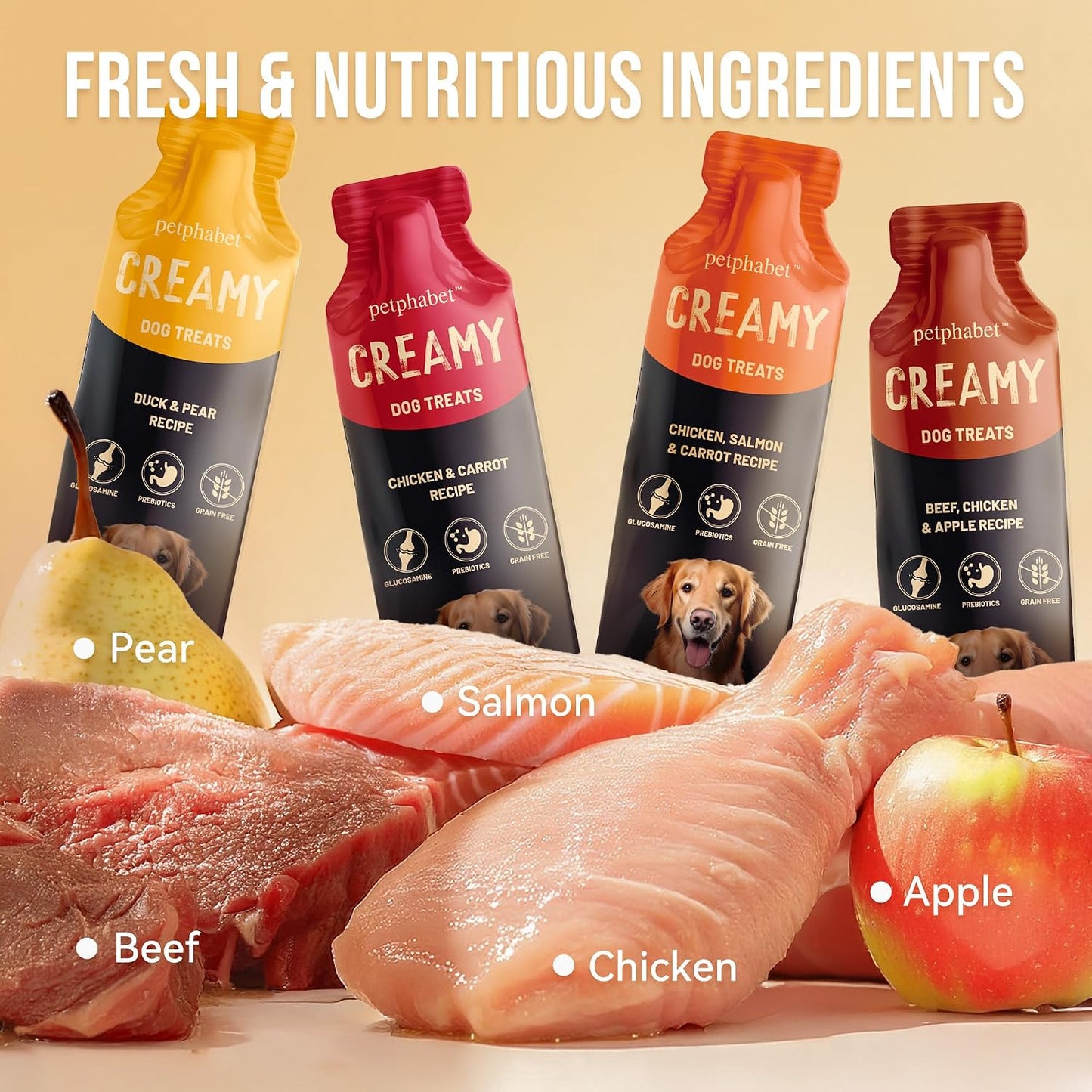 High protein creamy dog food meal topper variety pack packaging details