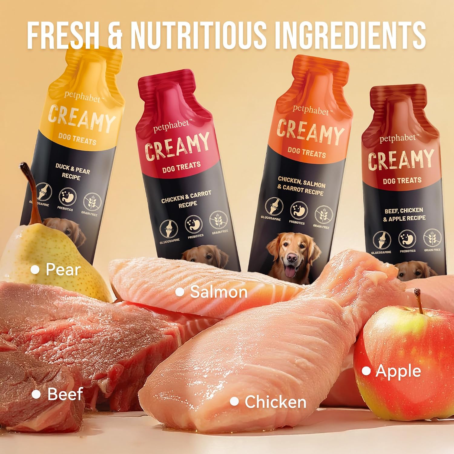High protein creamy dog food meal topper variety pack packaging details