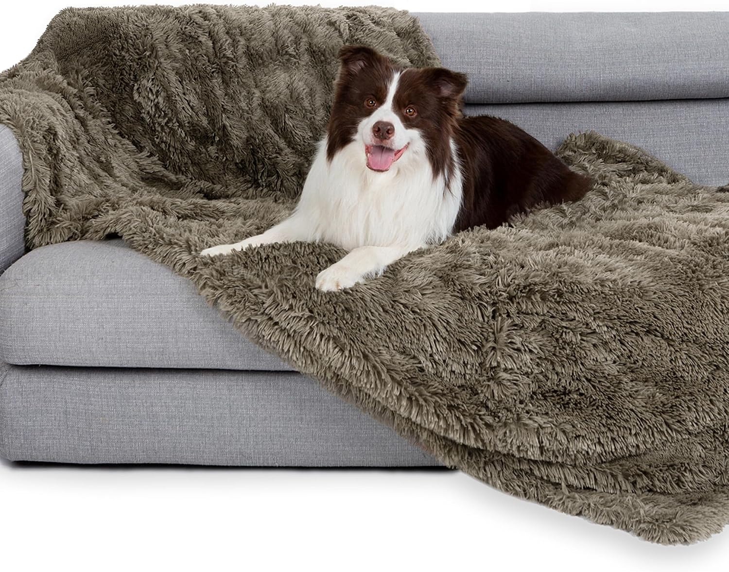 gogobunny Waterproof Dog Blanket for Couch & Furniture Protection - Super Soft Reversible Throw for Large Dogs & Cats, Calming Washable Fur & Sherpa Pet Blanket(33x77 Inch, Grey) - Image 13