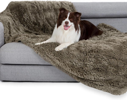 gogobunny Waterproof Dog Blanket for Couch & Furniture Protection - Super Soft Reversible Throw for Large Dogs & Cats, Calming Washable Fur & Sherpa Pet Blanket(33x77 Inch, Grey) - Image 13