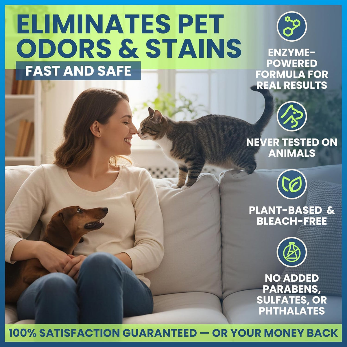 Loncomay enzymatic cat urine destroyer spray being used on carpet stains