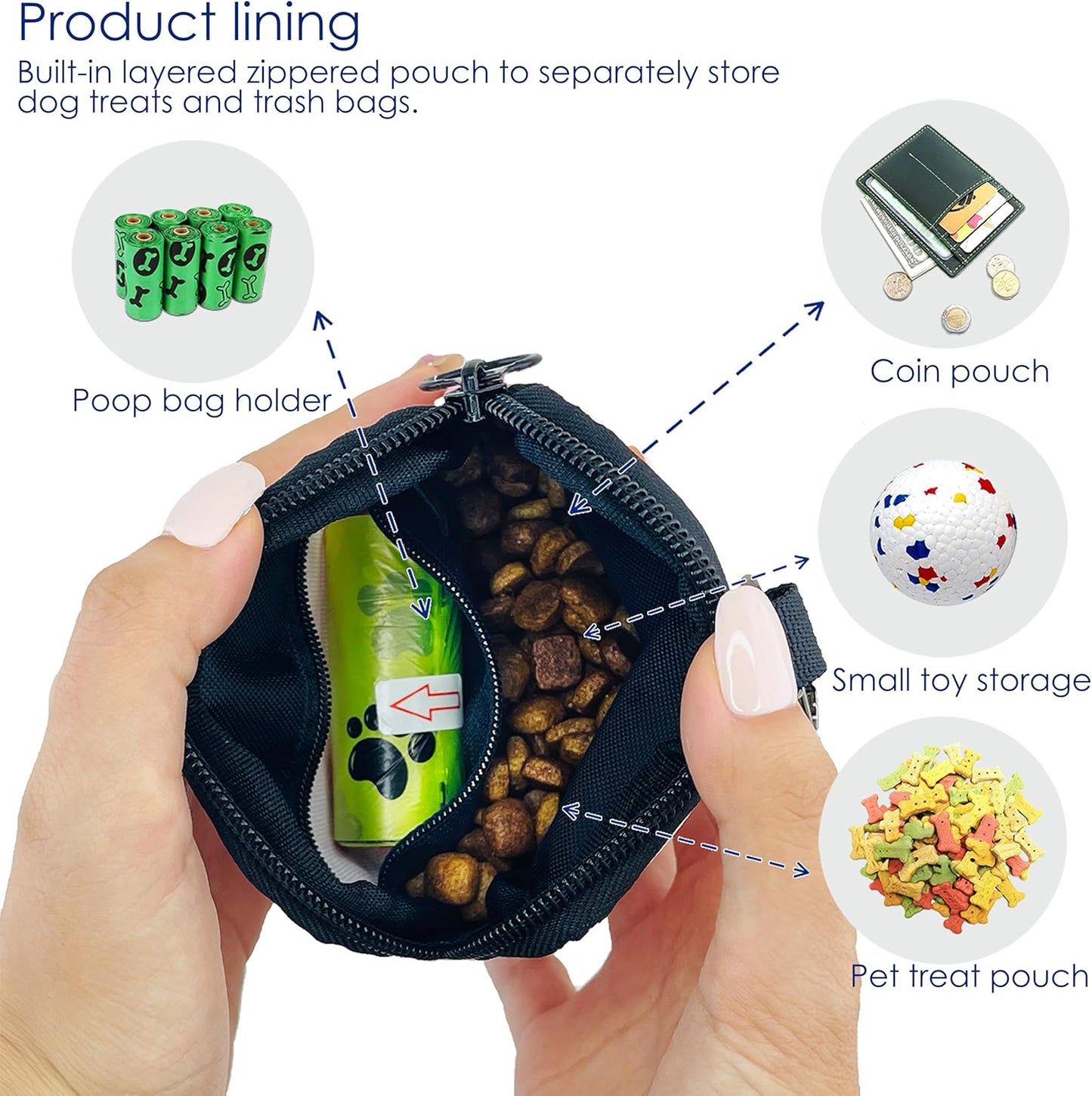 Waterproof lining detail inside Raisingwell puppy training treat holder bag