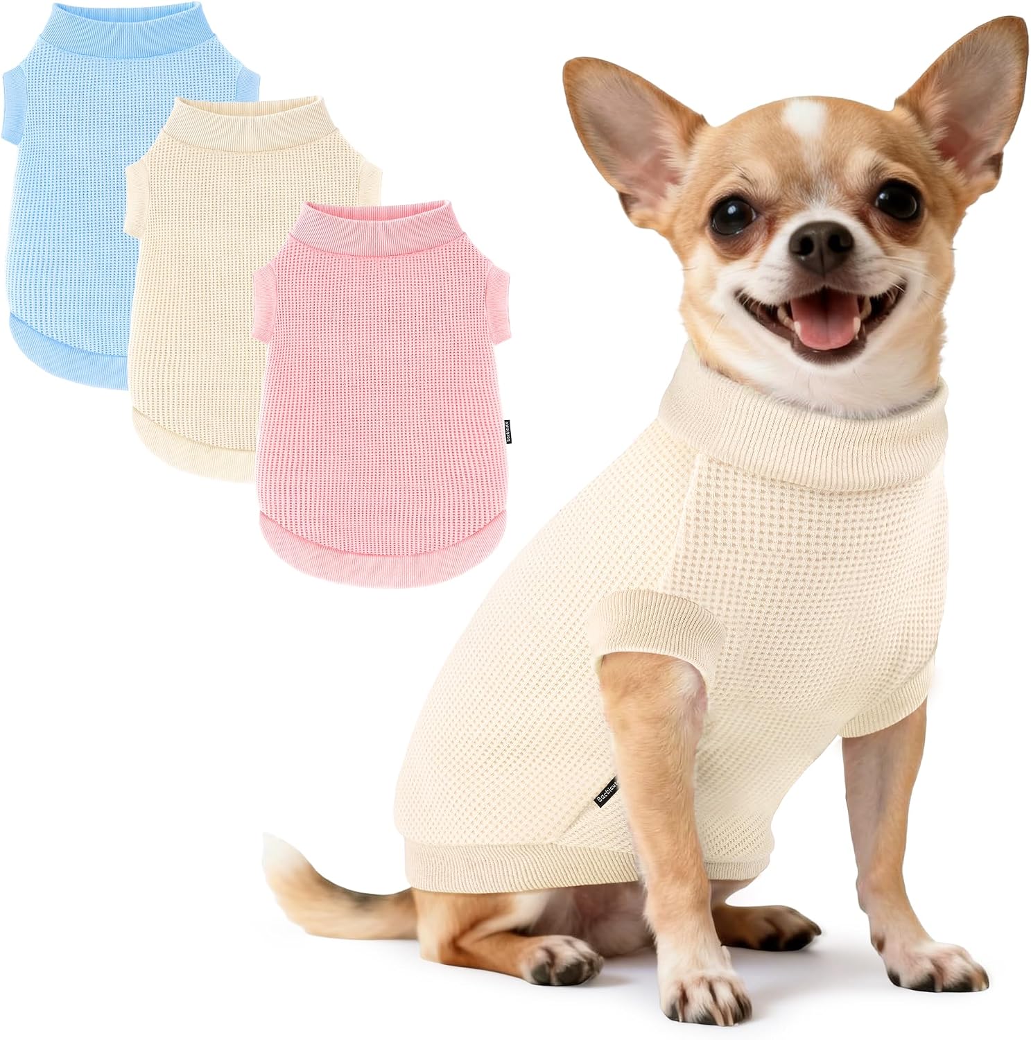 3 Pack Dog Shirt for Small Supplies Functional Waffle Dog Clothes Warm Soft Sweatshirt Outfit for Dogs Cats Pet Apparel - Image 9