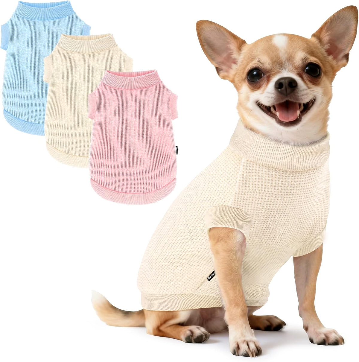 3 Pack Dog Shirt for Small Supplies Functional Waffle Dog Clothes Warm Soft Sweatshirt Outfit for Dogs Cats Pet Apparel - Image 9
