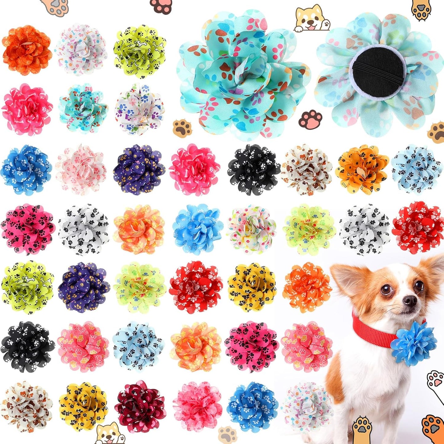 Imported Huhumy lightweight pet collar embellishments in vibrant red white and blue colors.