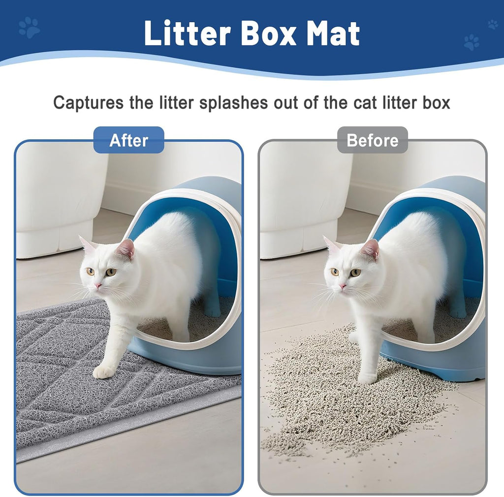 Smiry indoor litter mat positioned in front of a cat litter box