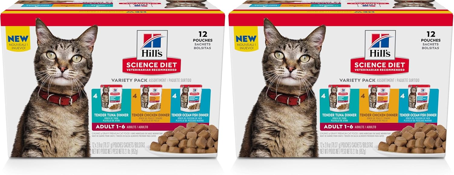 Hill's Science Diet Adult 1-6 Wet Cat Food Variety Pack, Chicken, Tuna, & Ocean Fish, 2.8 oz. Pouches, 12-Pack - Image 11