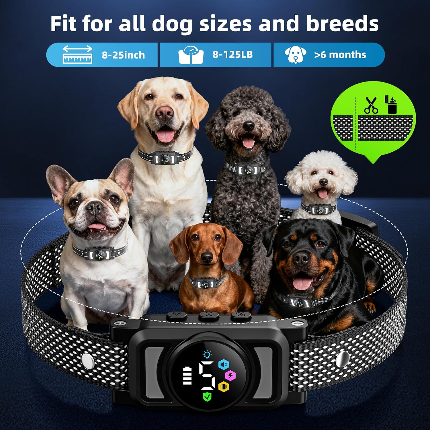 Jicawz smart bark collar digital display close up