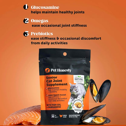 Pet Honesty senior cat hip and joint supplement ingredient list
